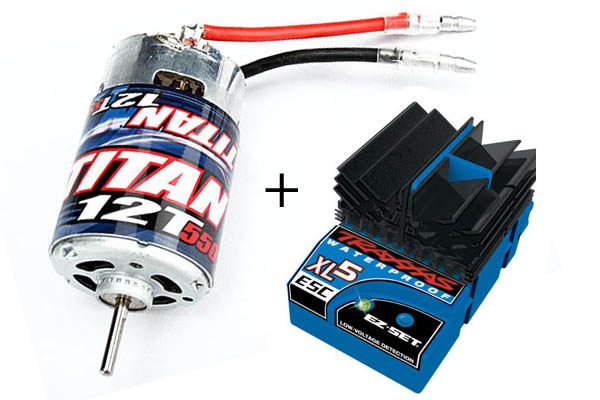 Titan 12T Brushed Motor + Traxxas TRX3018R XL5 ESC Combi Pakket
